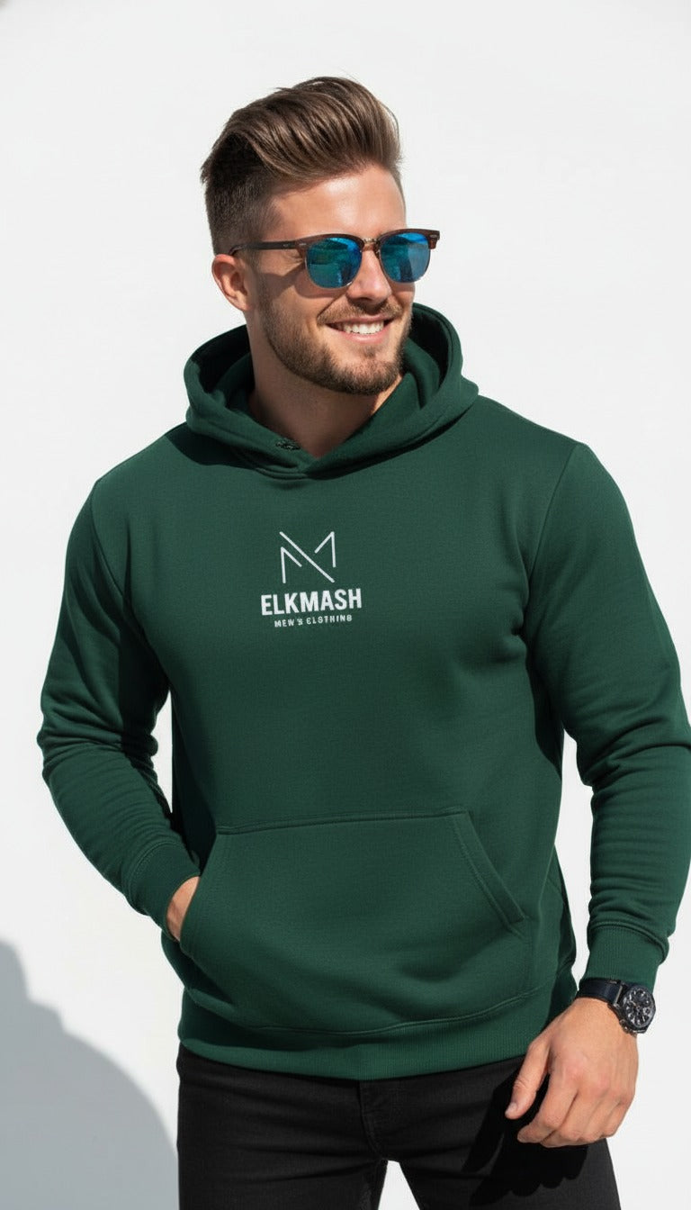 هودى شبابى قطن اللون الزيتى